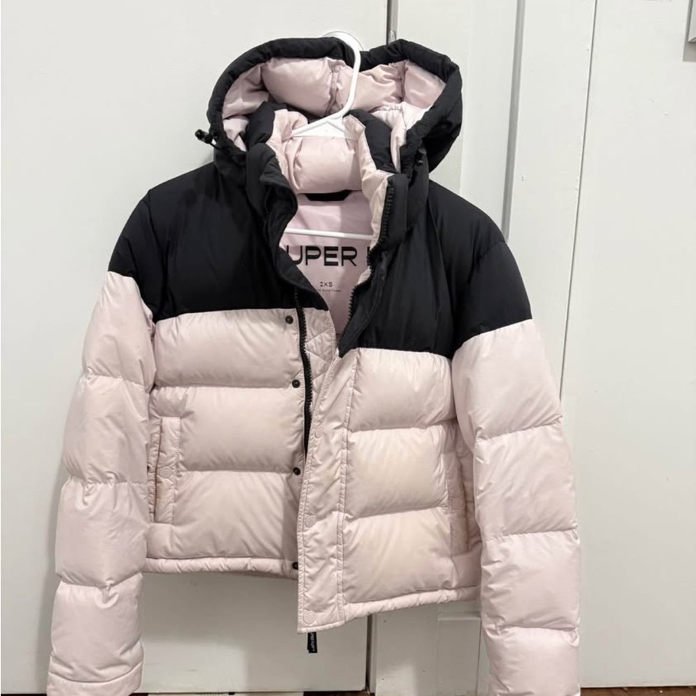 Aritzia Black and Pink Puffer Jacket